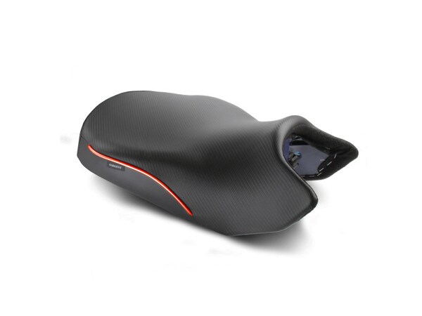 Check out the World Sport Performance Aftermarket Front Motorcycle Seat with CFX and Red Welt for the BMW R 1300 GS.